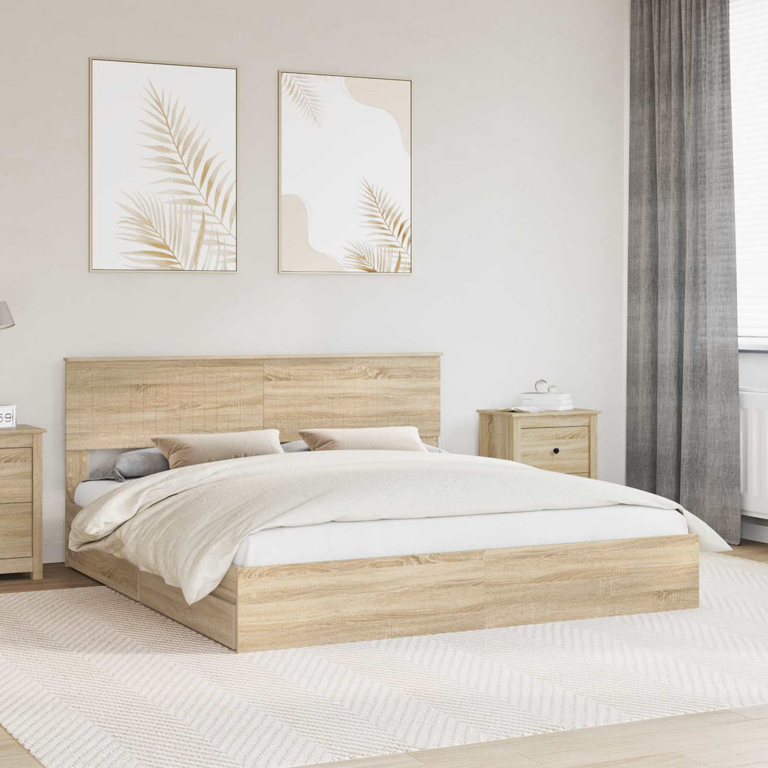 vidaXL Cama con almacenamiento con cajón Roble Sonoma 180 x 200 cm