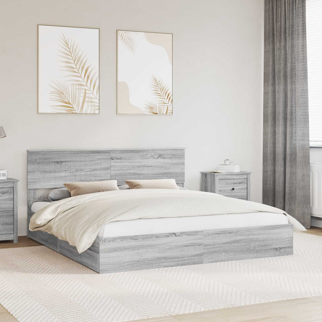 vidaXL Cama con almacenamiento con cajón Gris Sonoma 180 x 200 cm