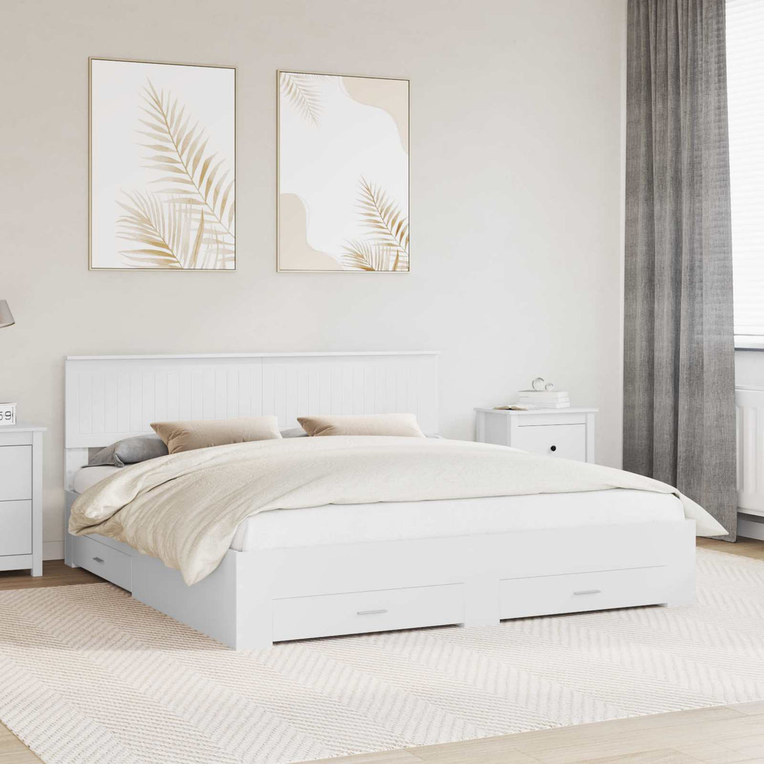 vidaXL Estructura de cama Blanco 180 x 200 cm Madera de ingeniería
