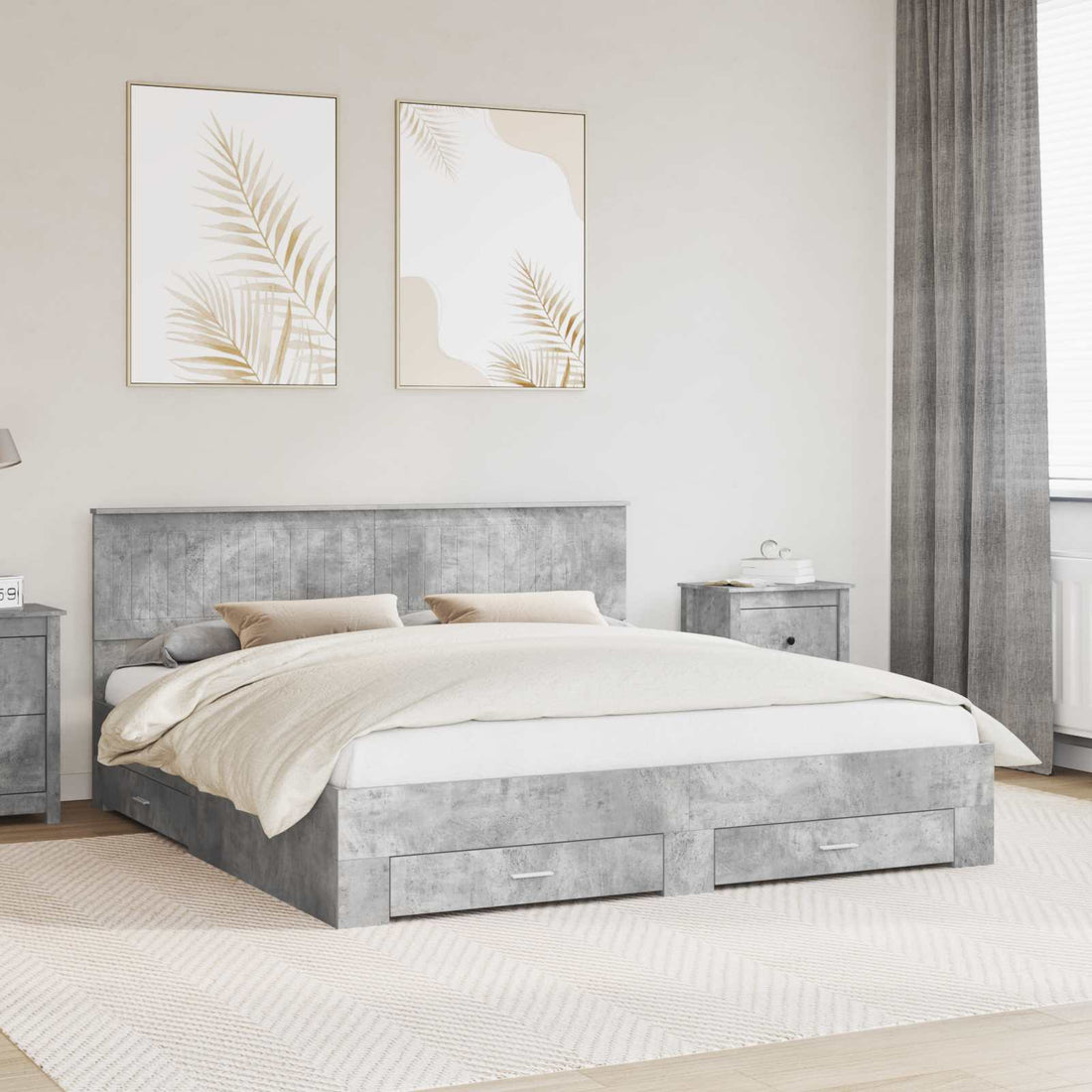 vidaXL Estructura de cama con cajón Gris Hormigón 180 x 200 cm