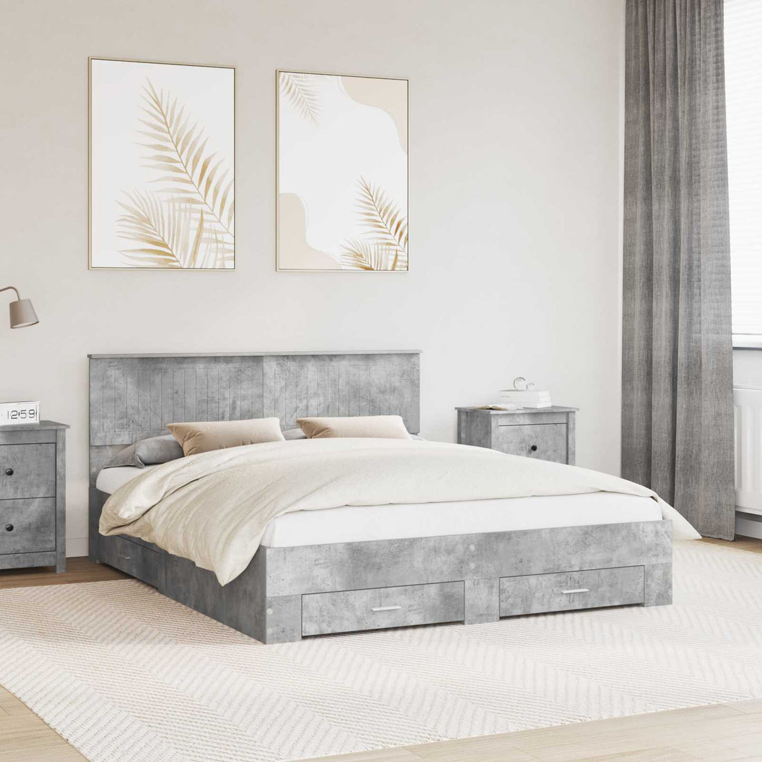 vidaXL Estructura de cama con cajón Gris Hormigón 160 x 200 cm