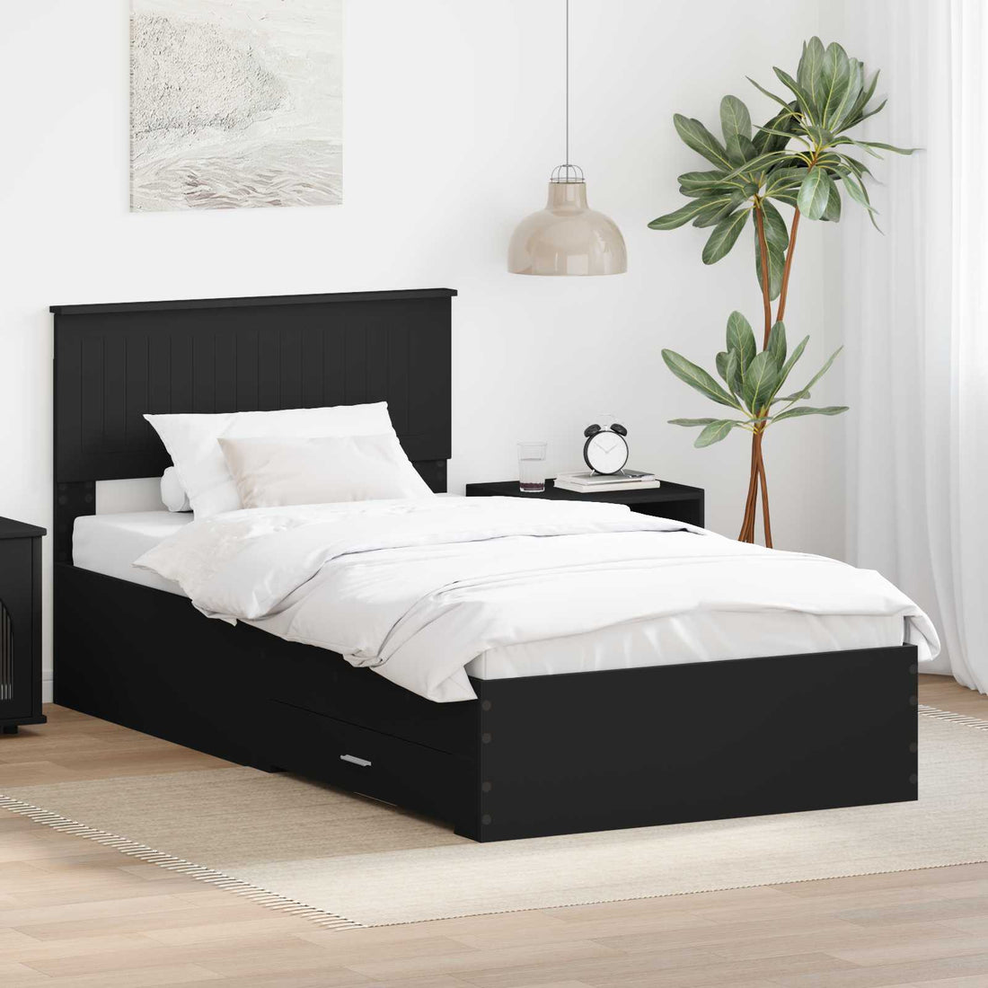 vidaXL Estructura de cama con cajón Negro y Plata 100 x 200 cm