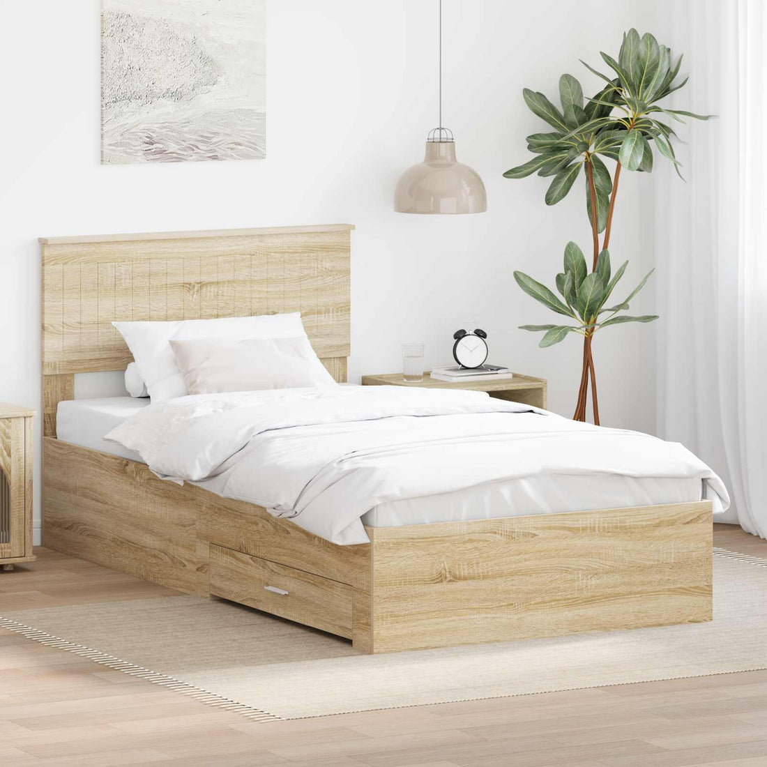 vidaXL Estructura de cama con cajón Roble Sonoma 100 x 200 cm