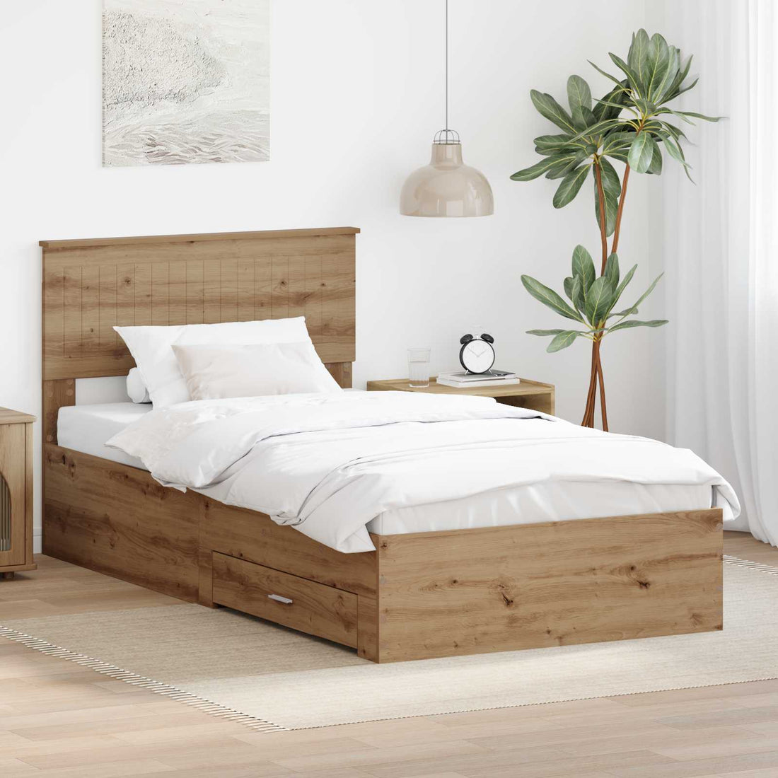 vidaXL Estructura de cama con cajón Roble artisan 100 x 200 cm