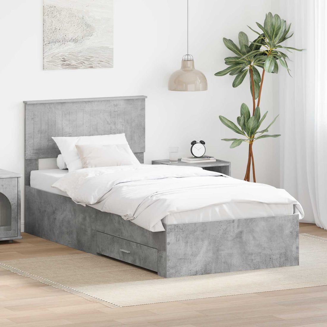 vidaXL Estructura de cama con cajón Gris Hormigón 90 x 200 cm