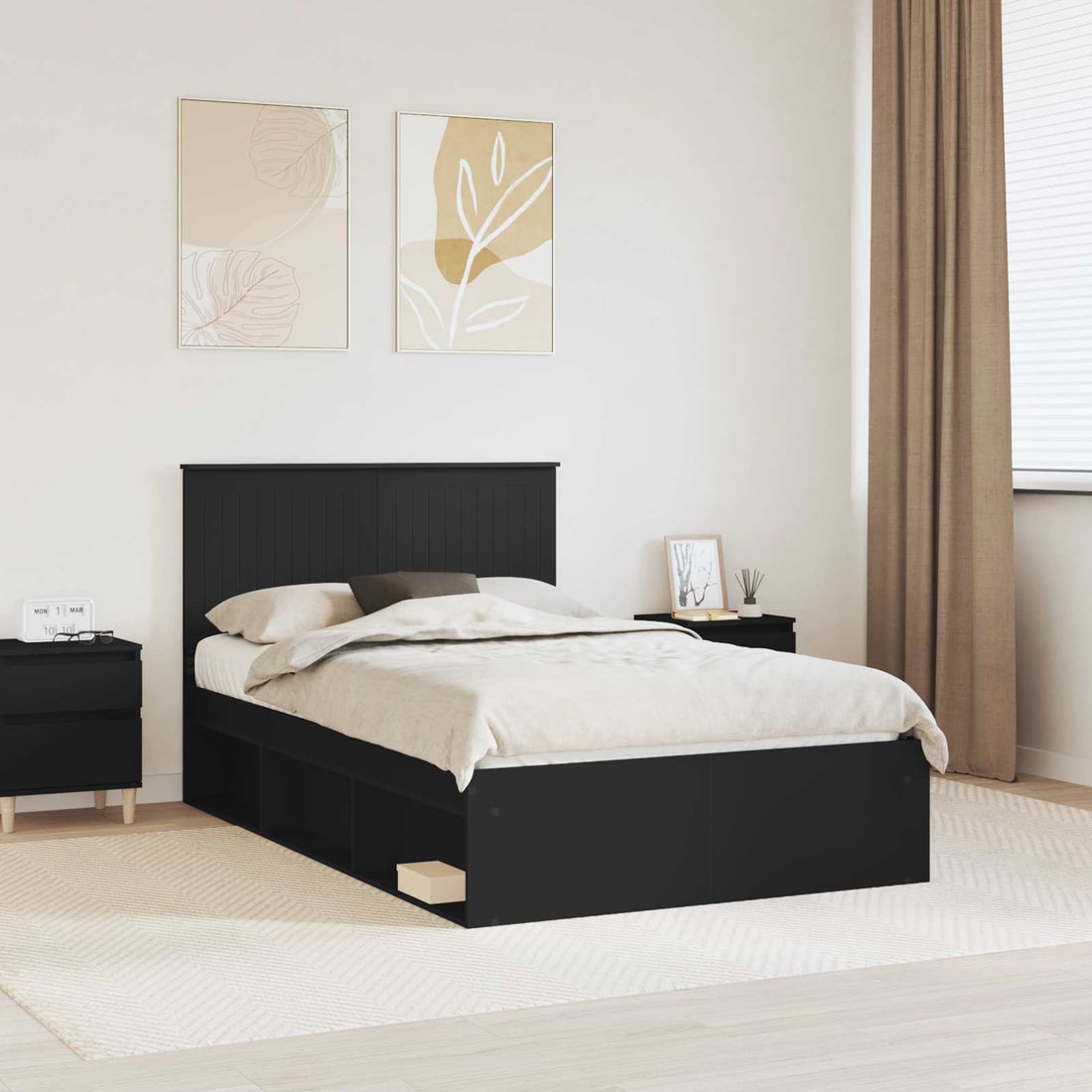 vidaXL Estructura de cama Negro 120 x 200 cm Madera de pino macizo
