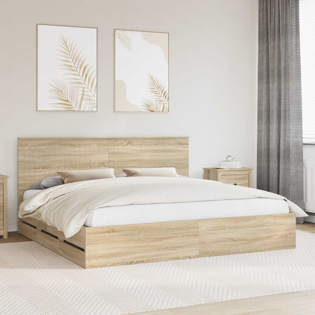 vidaXL Estructura de cama Roble Sonoma 200 x 200 cm Madera Ingenieril