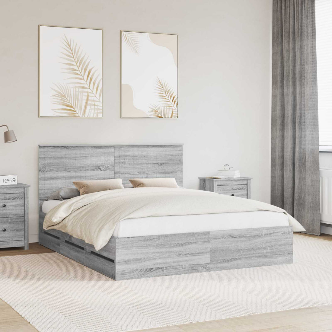 vidaXL Estructura de cama Gris Sonoma 160 x 200 cm Madera Ingenieril