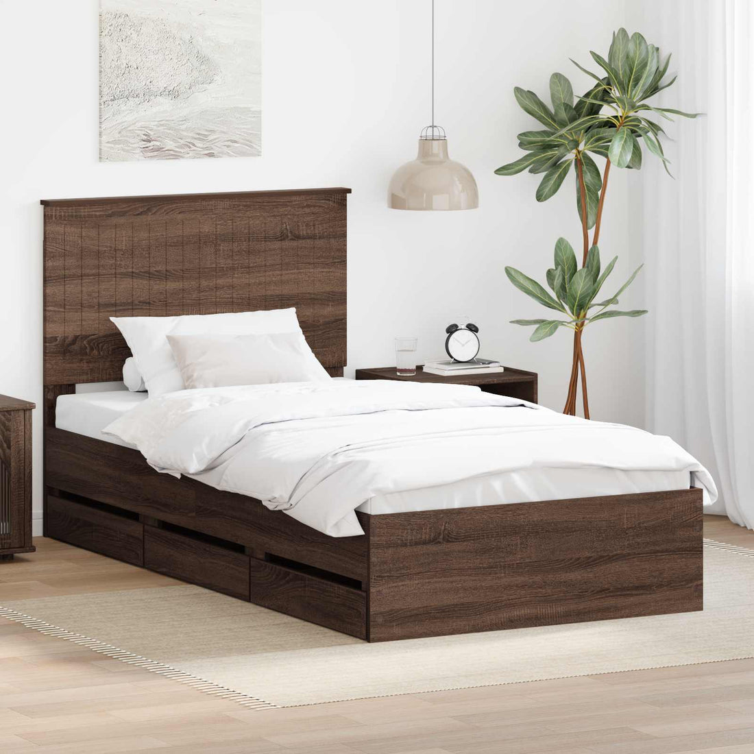 vidaXL Estructura de cama Roble Marrón 100 x 200 cm Madera Ingenieril