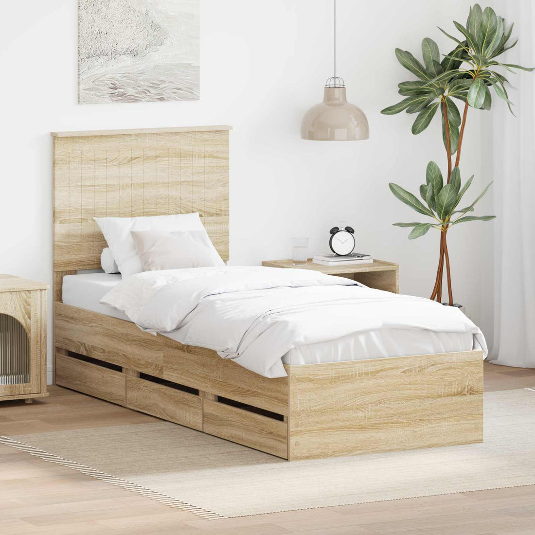 vidaXL Estructura de cama Roble Sonoma 75 x 190 cm Madera Ingenieril