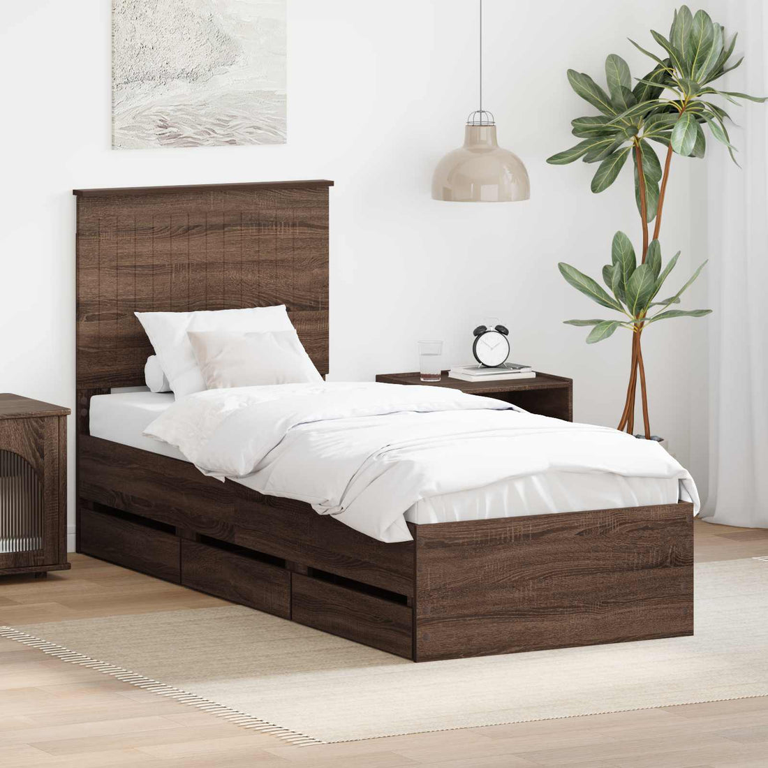 vidaXL Estructura de cama Roble Marrón 75 x 190 cm Madera Ingenieril