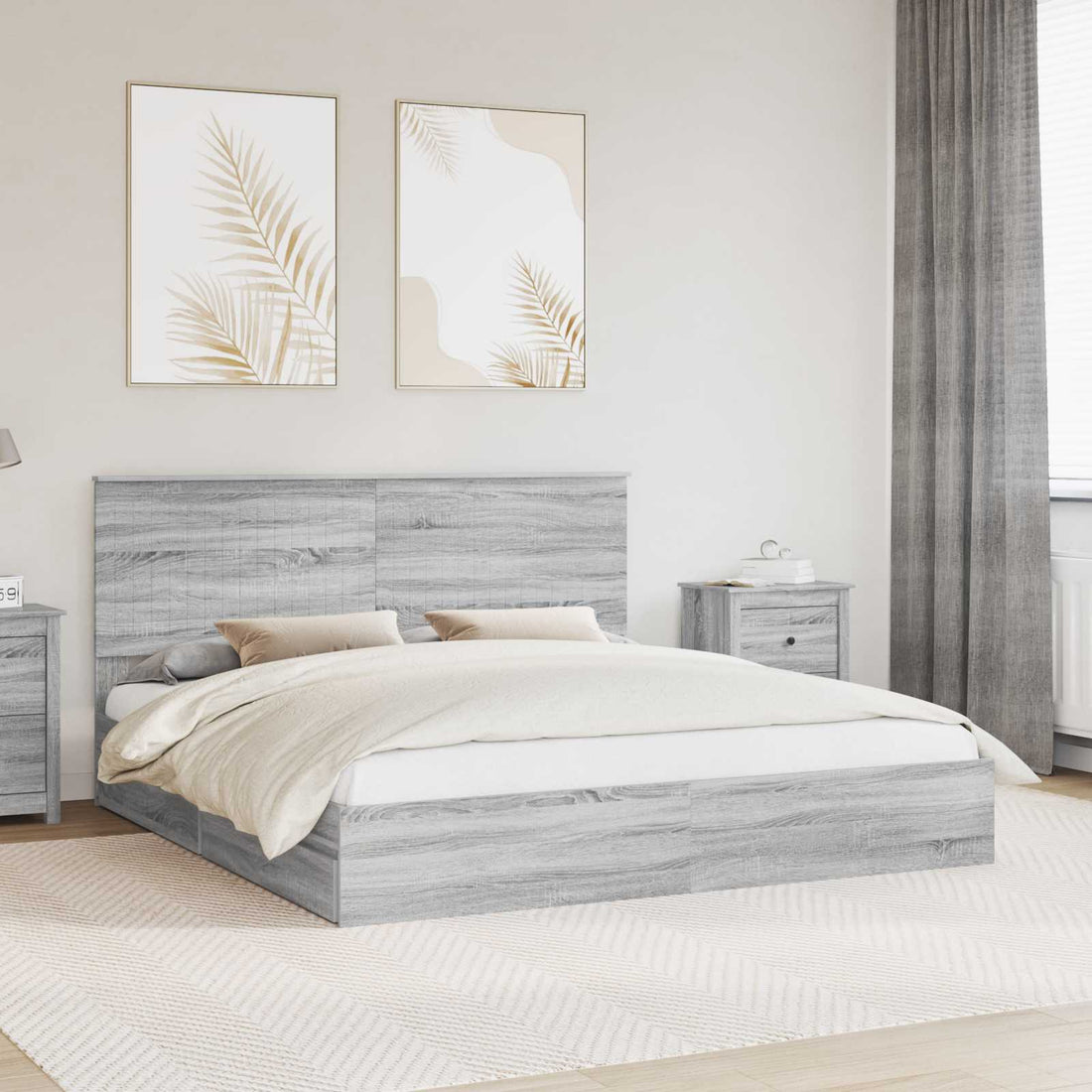 vidaXL Cama con almacenamiento con cajón Gris Sonoma 180 x 200 cm