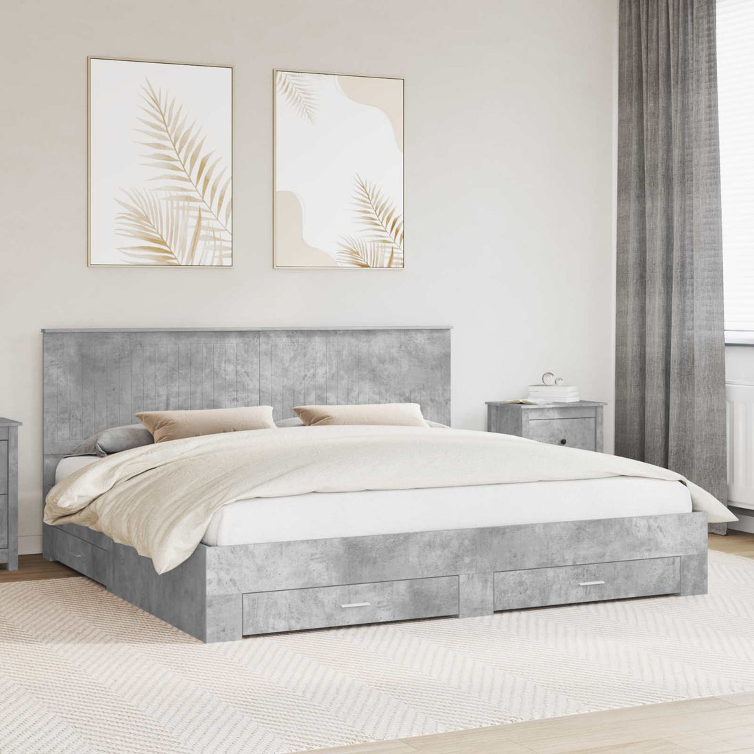 vidaXL Estructura de cama con cajón Gris Concreto 200 x 200 cm