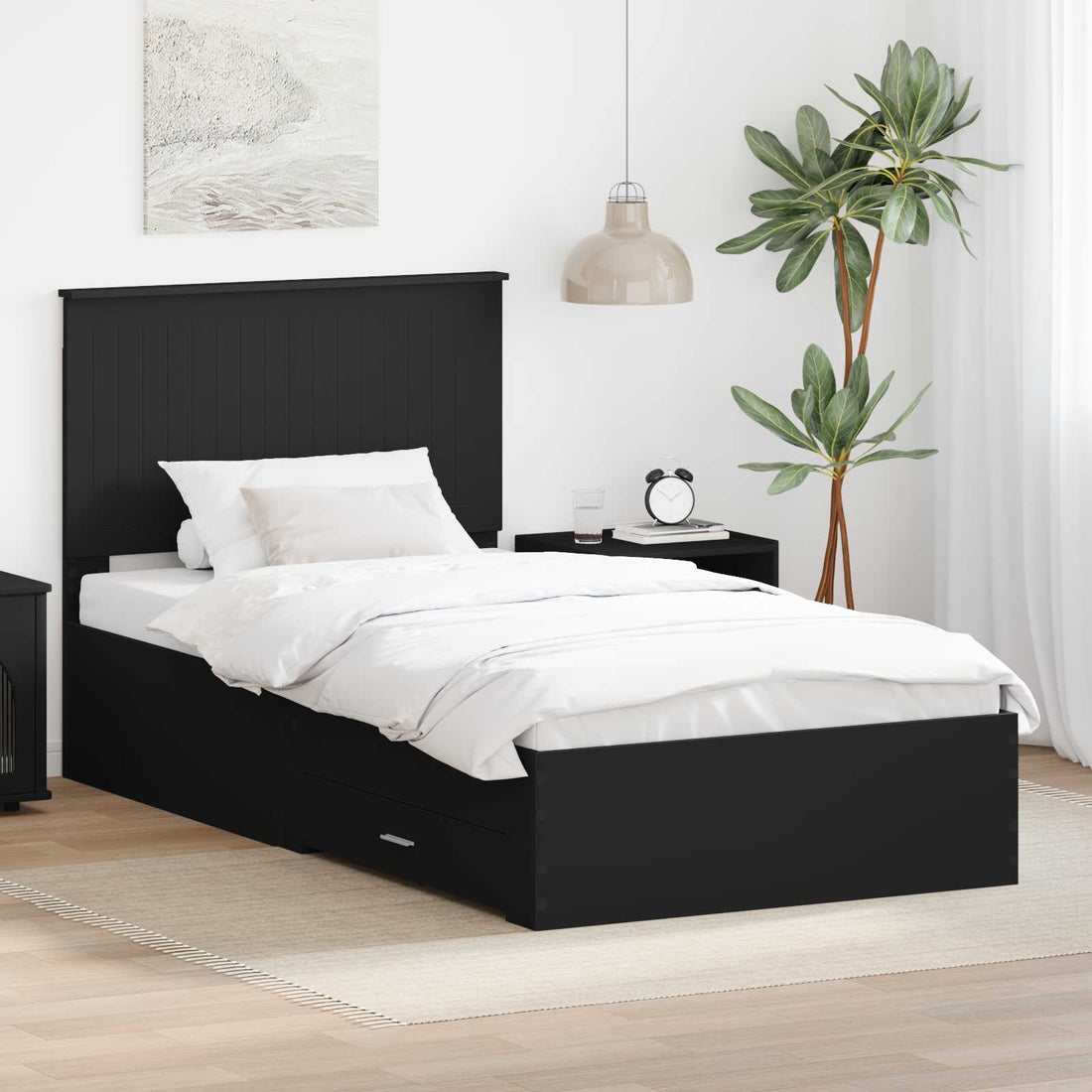vidaXL Estructura de cama con cajón Negro y Plata 90 x 200 cm
