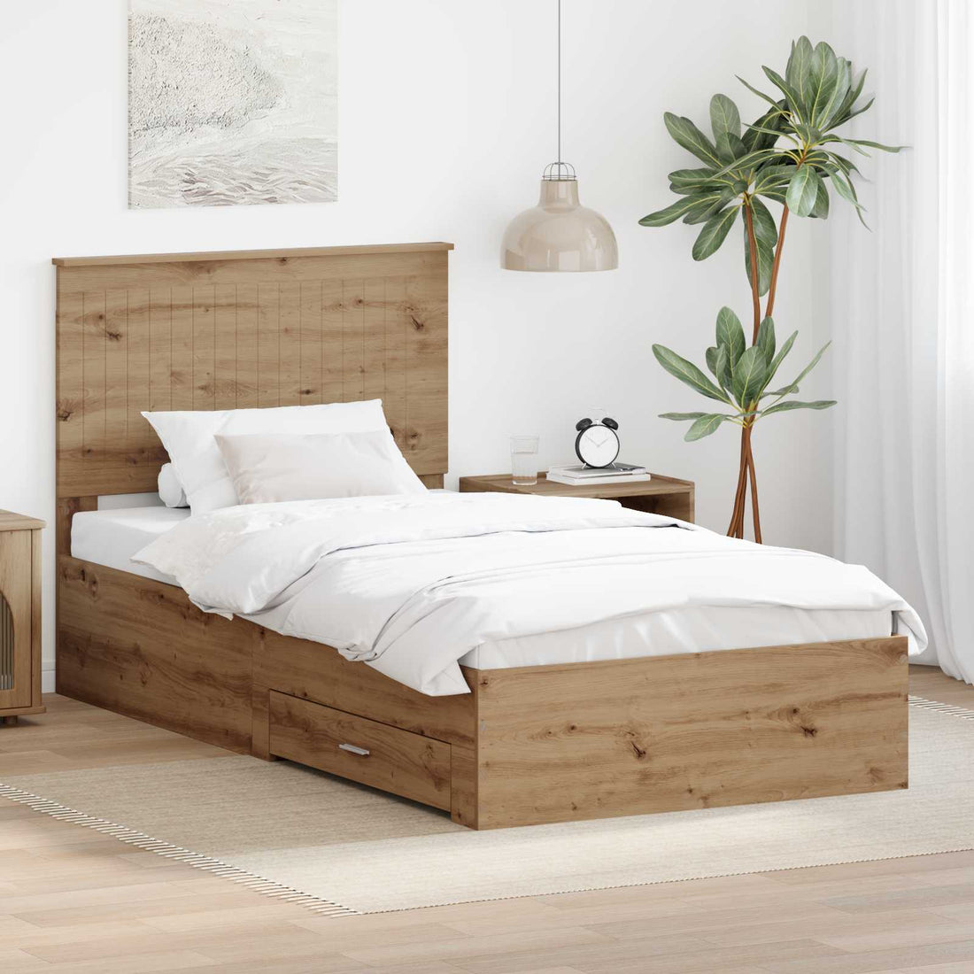 vidaXL Estructura de cama con cajón Roble artisan 100 x 200 cm