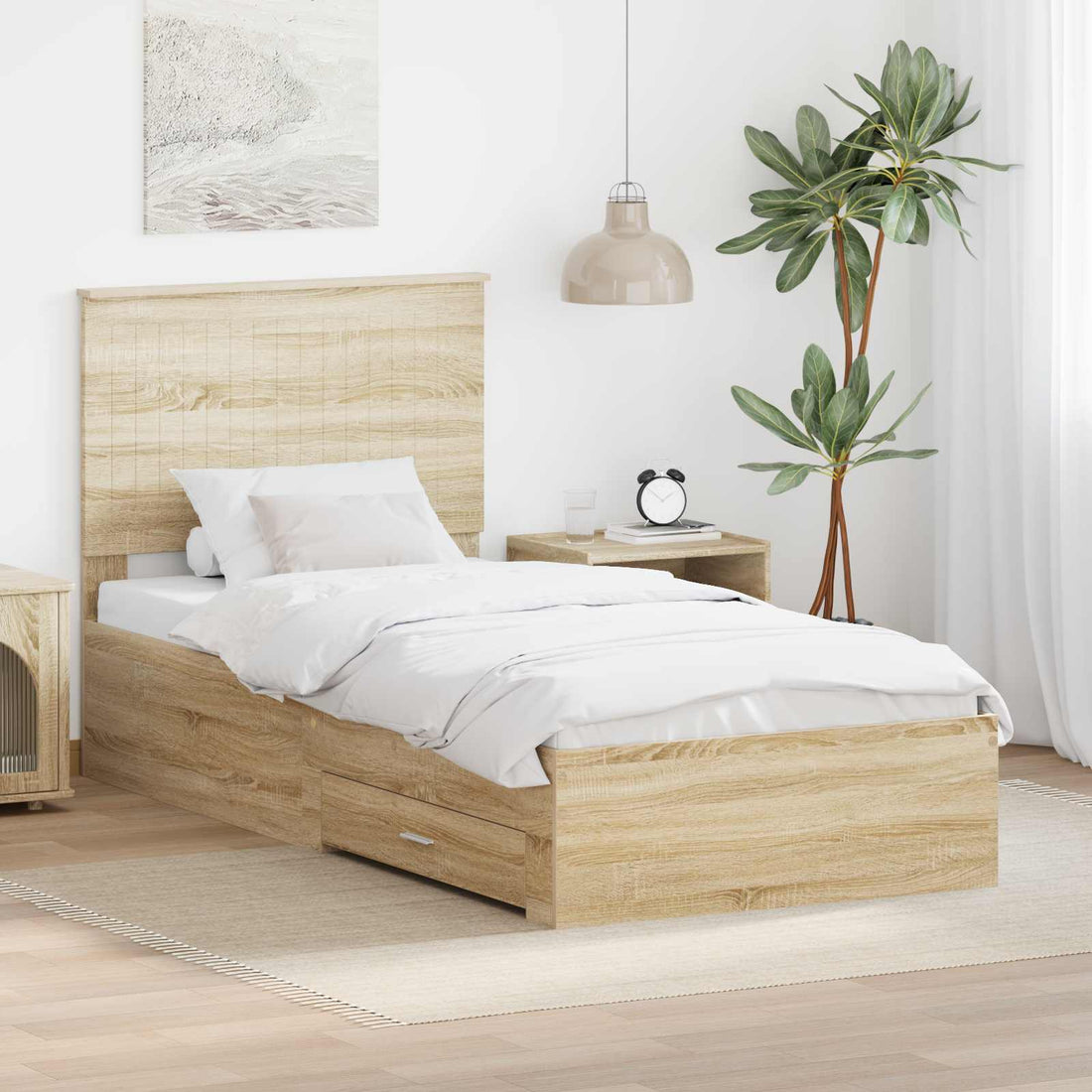 vidaXL Estructura de cama con cajón Roble Sonoma 90 x 200 cm