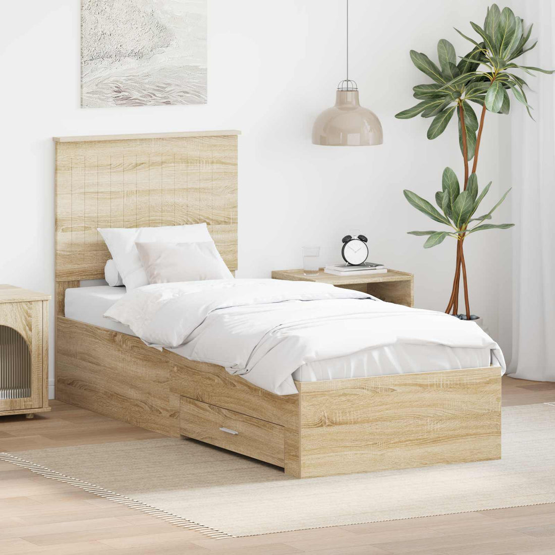 vidaXL Estructura de cama con cajón Roble Sonoma y Plata 70 x 190 cm