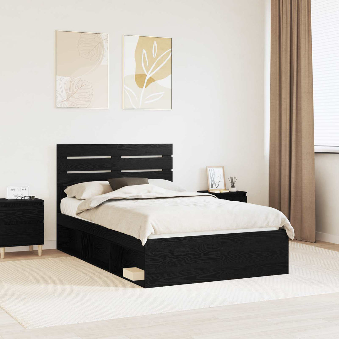 vidaXL Estructura de cama Negro 120 x 200 cm Madera de pino macizo