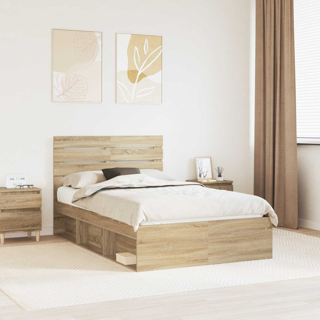 vidaXL Estructura de cama Sonoma 120 x 190 cm Madera de pino macizo