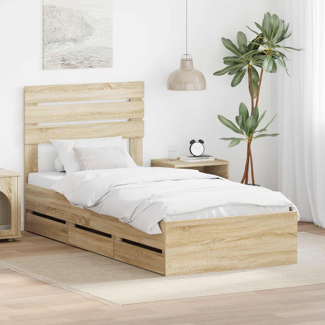 vidaXL Estructura de cama Roble Sonoma 75 x 190 cm Madera Ingenieril