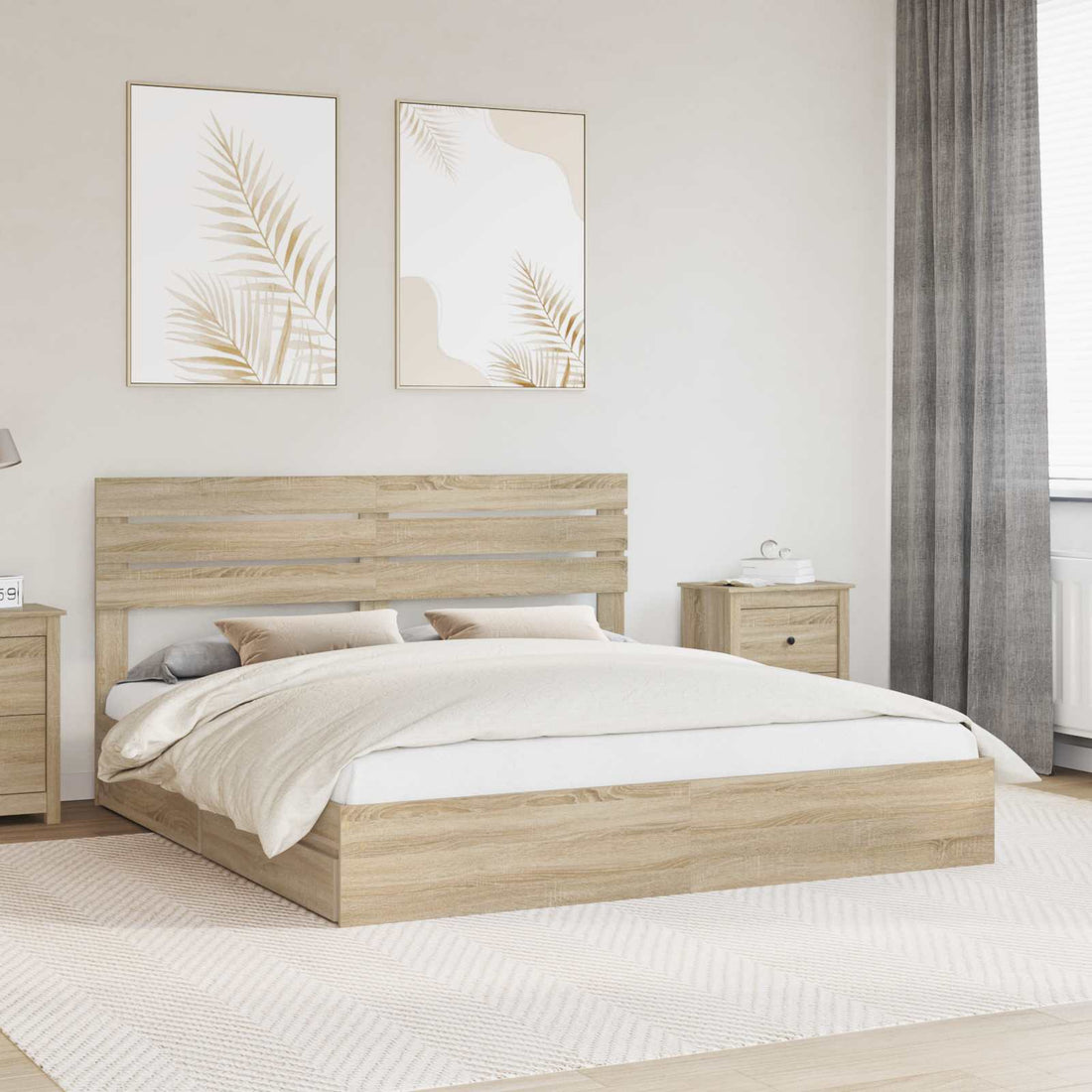 vidaXL Cama con almacenamiento con cajón Roble Sonoma 180 x 200 cm
