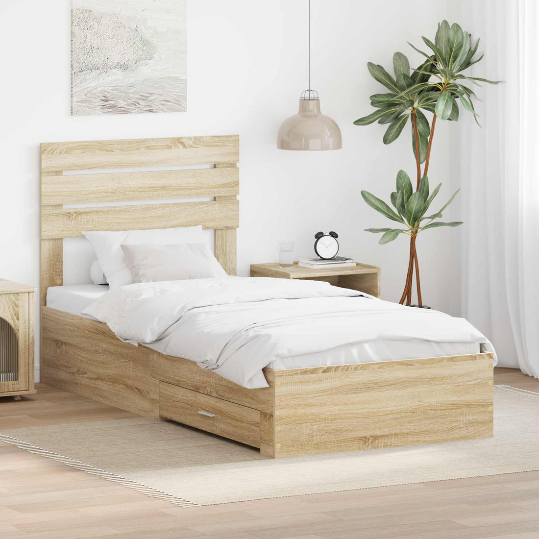 vidaXL Estructura de cama con cajón Roble Sonoma 90 x 200 cm