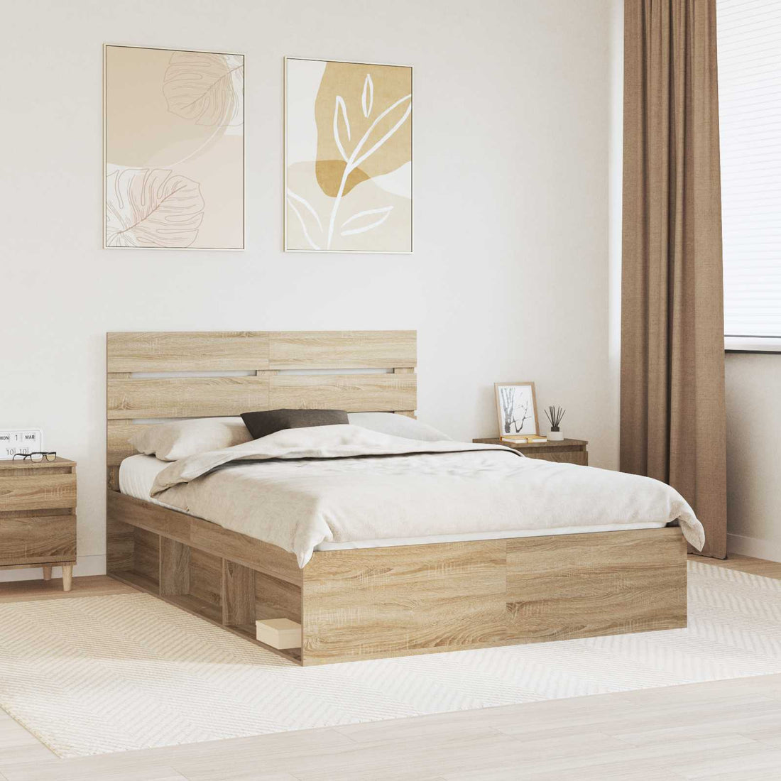 vidaXL Estructura de cama Sonoma 140 x 200 cm Madera de pino macizo
