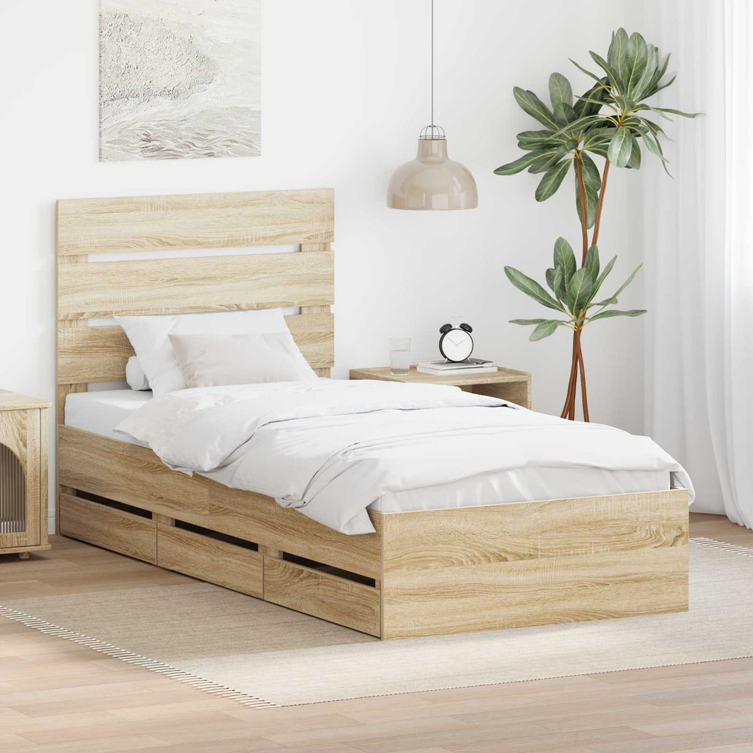 vidaXL Estructura de cama Roble Sonoma 100 x 200 cm Madera Ingenieril
