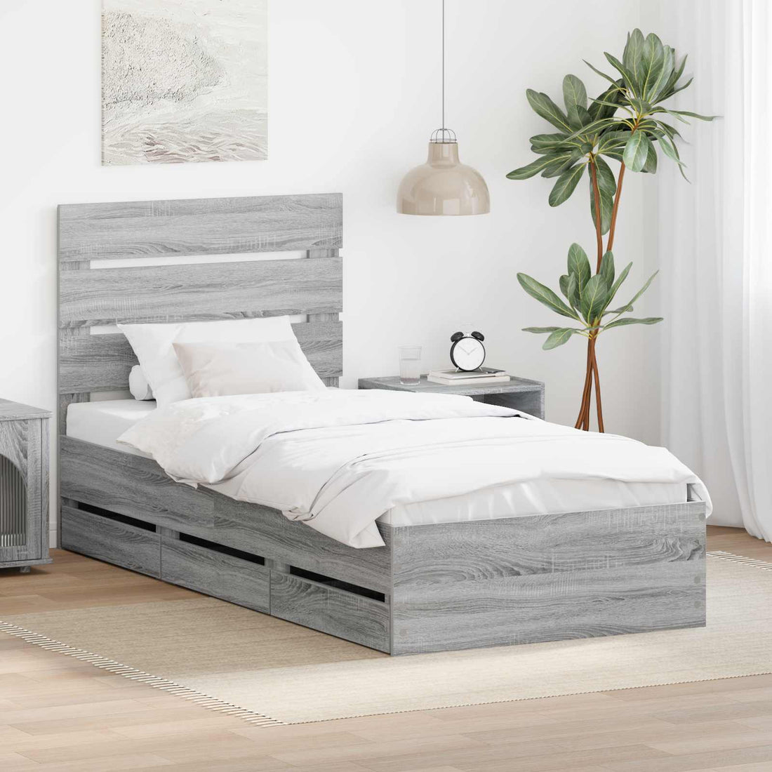 vidaXL Estructura de cama Gris Sonoma 75 x 190 cm Madera Ingenieril