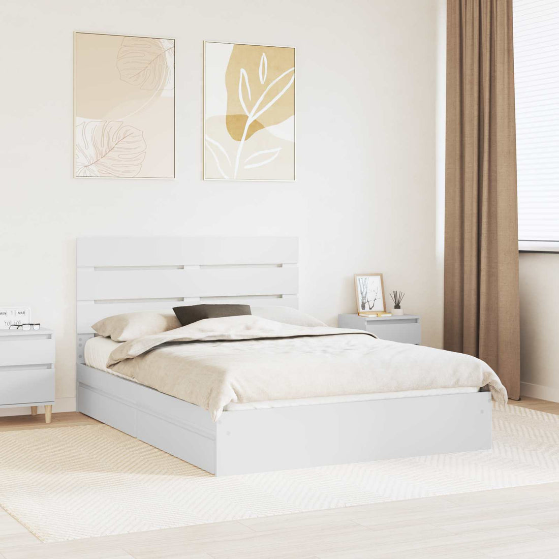 vidaXL Cama con almacenamiento 140 x 200 cm Madera de ingeniería