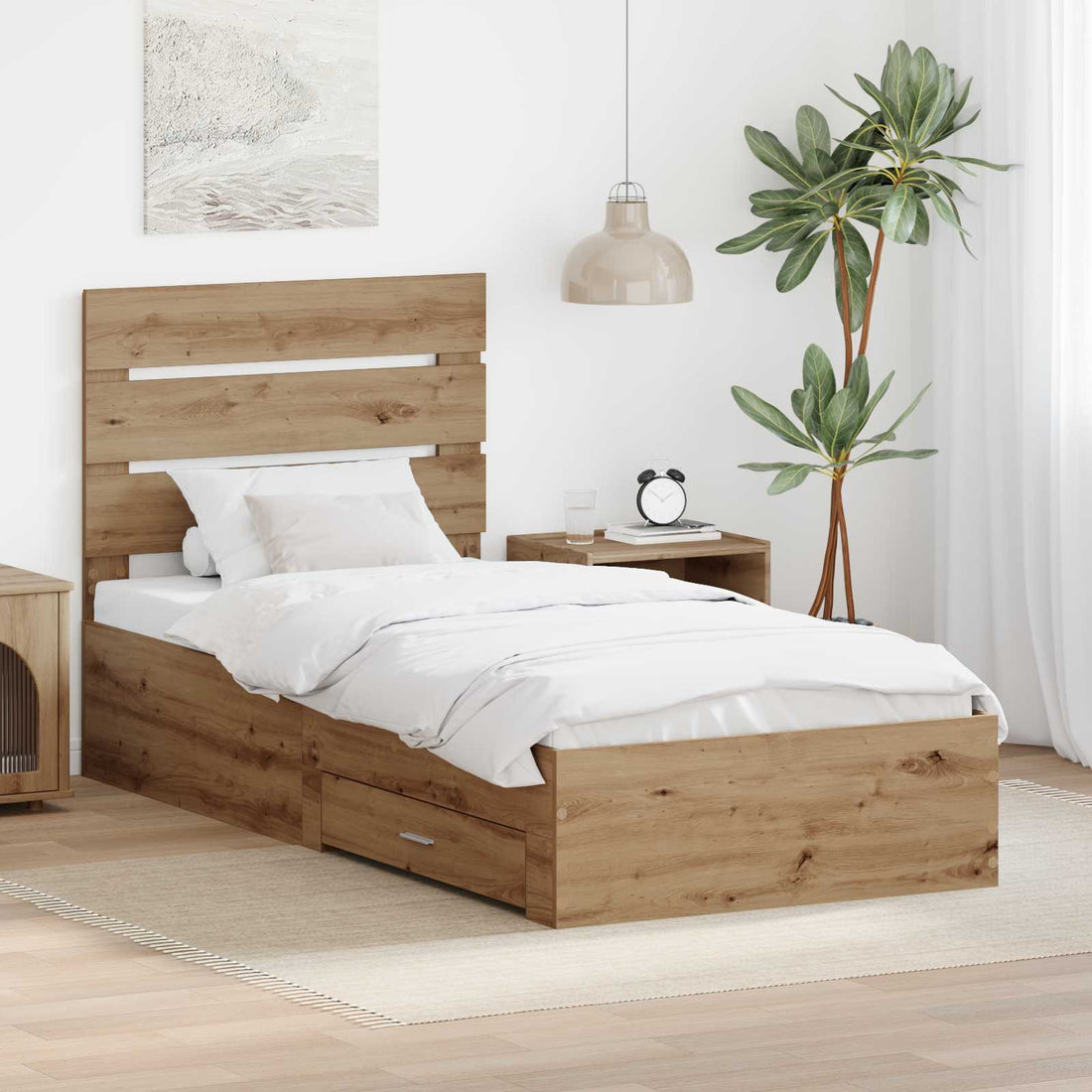 vidaXL Estructura de cama con cajón Roble artisan 90 x 200 cm