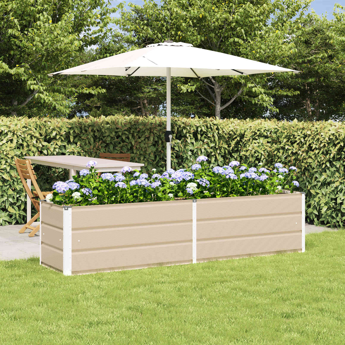 vidaXL Jardinera Marfil 195 x 50 x 45 cm Acero Galvanizado