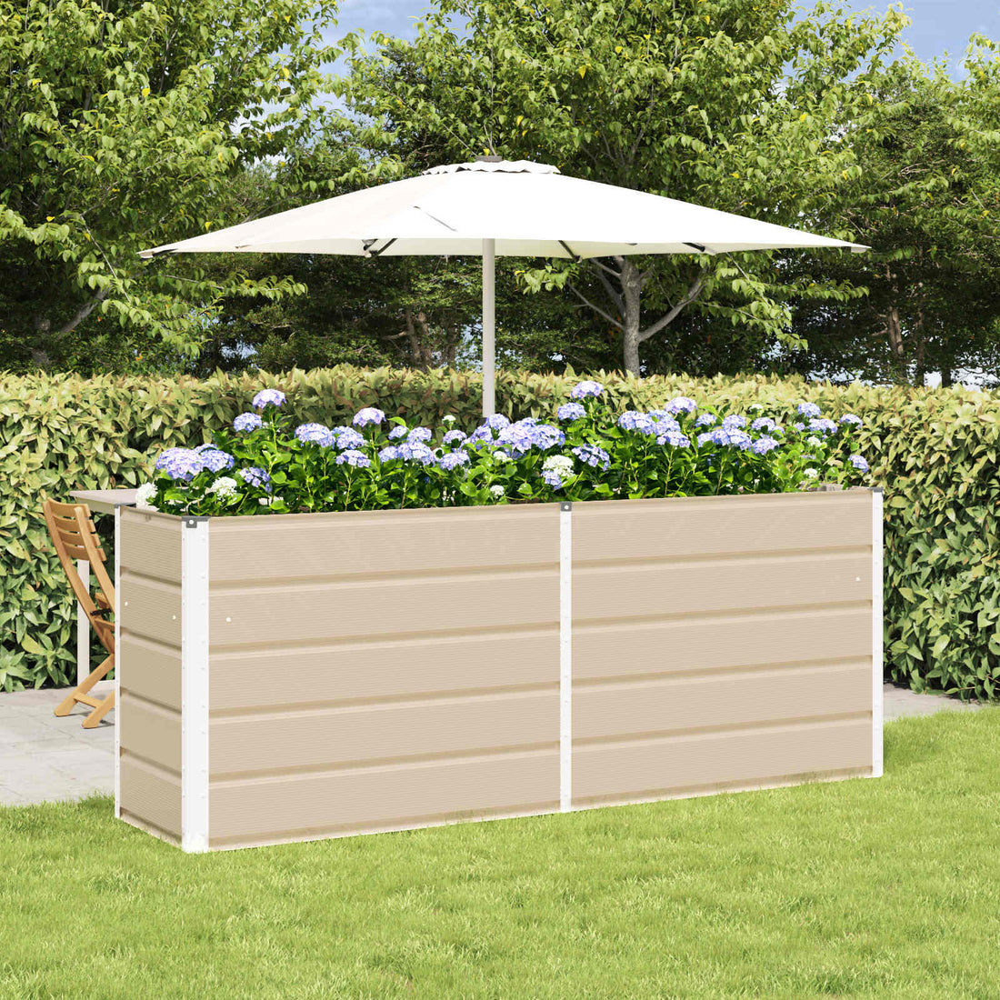 vidaXL Jardinera Marfil 195 x 50 x 75 cm Acero Galvanizado