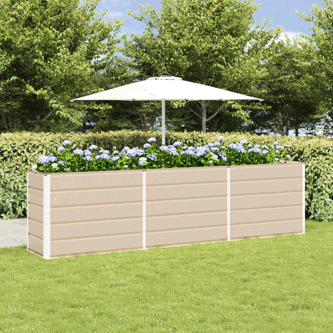 vidaXL Jardinera Marfil 290 x 50 x 75 cm Acero Galvanizado
