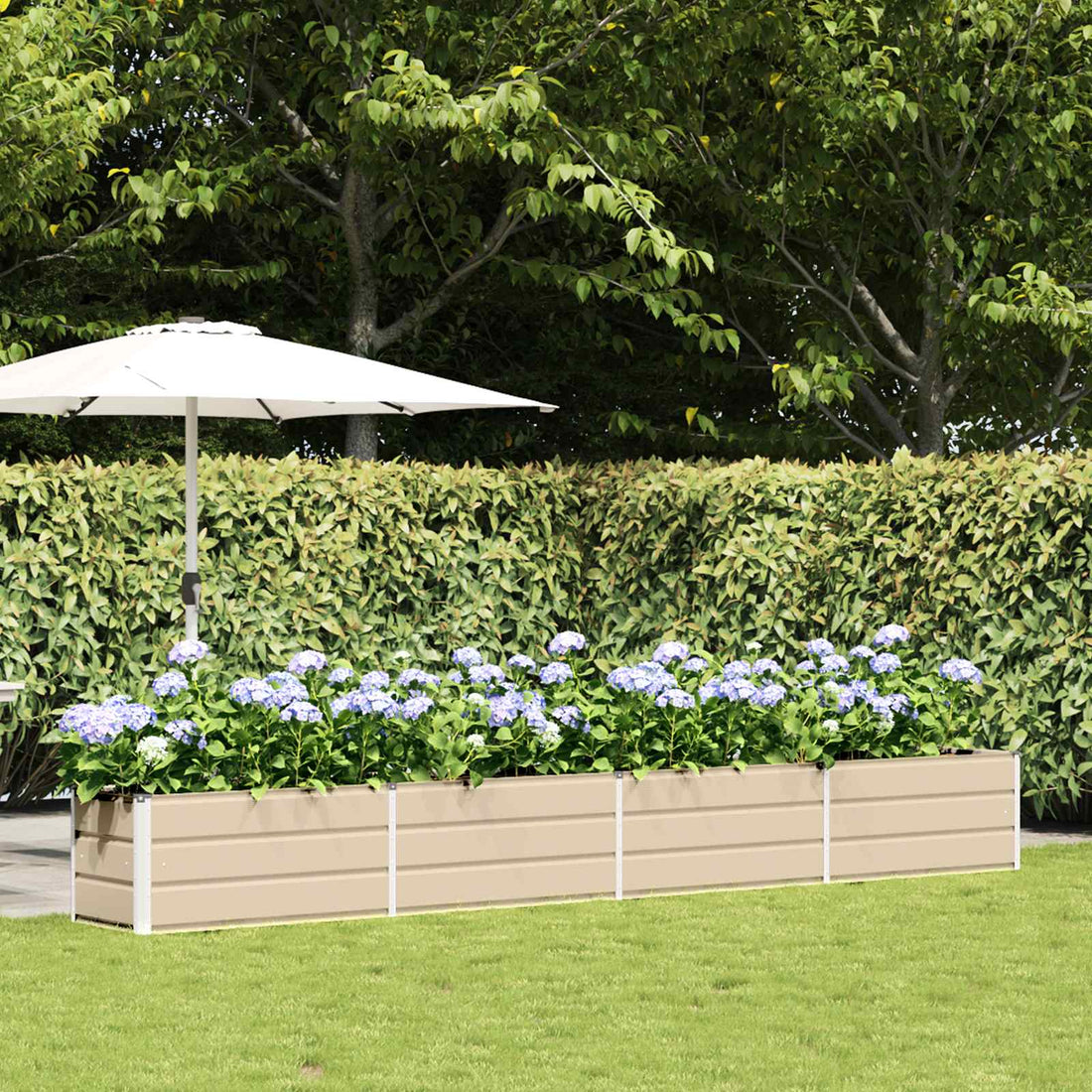 vidaXL Jardinera Marfil 385 x 50 x 45 cm Acero Galvanizado
