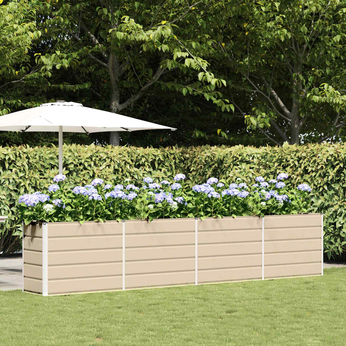 vidaXL Jardinera Marfil 385 x 50 x 75 cm Acero Galvanizado