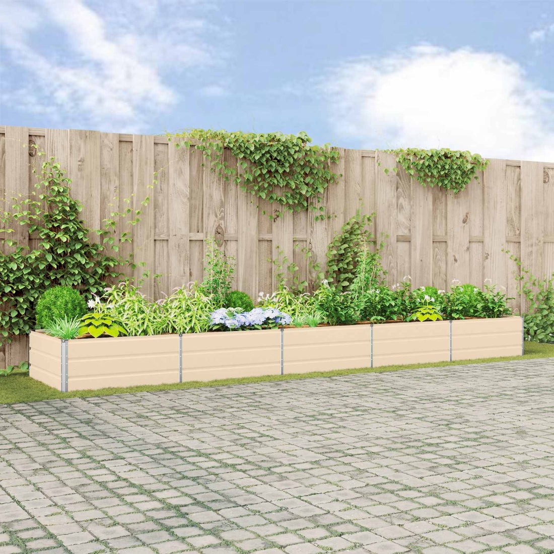 vidaXL Jardinera Marfil 480 x 100 x 45 cm Acero Galvanizado