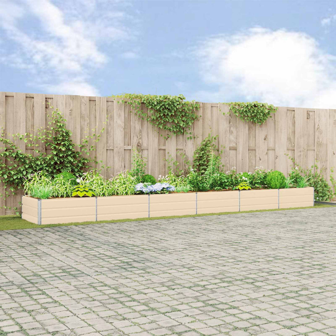 vidaXL Jardinera Marfil 580 x 100 x 45 cm Acero Galvanizado