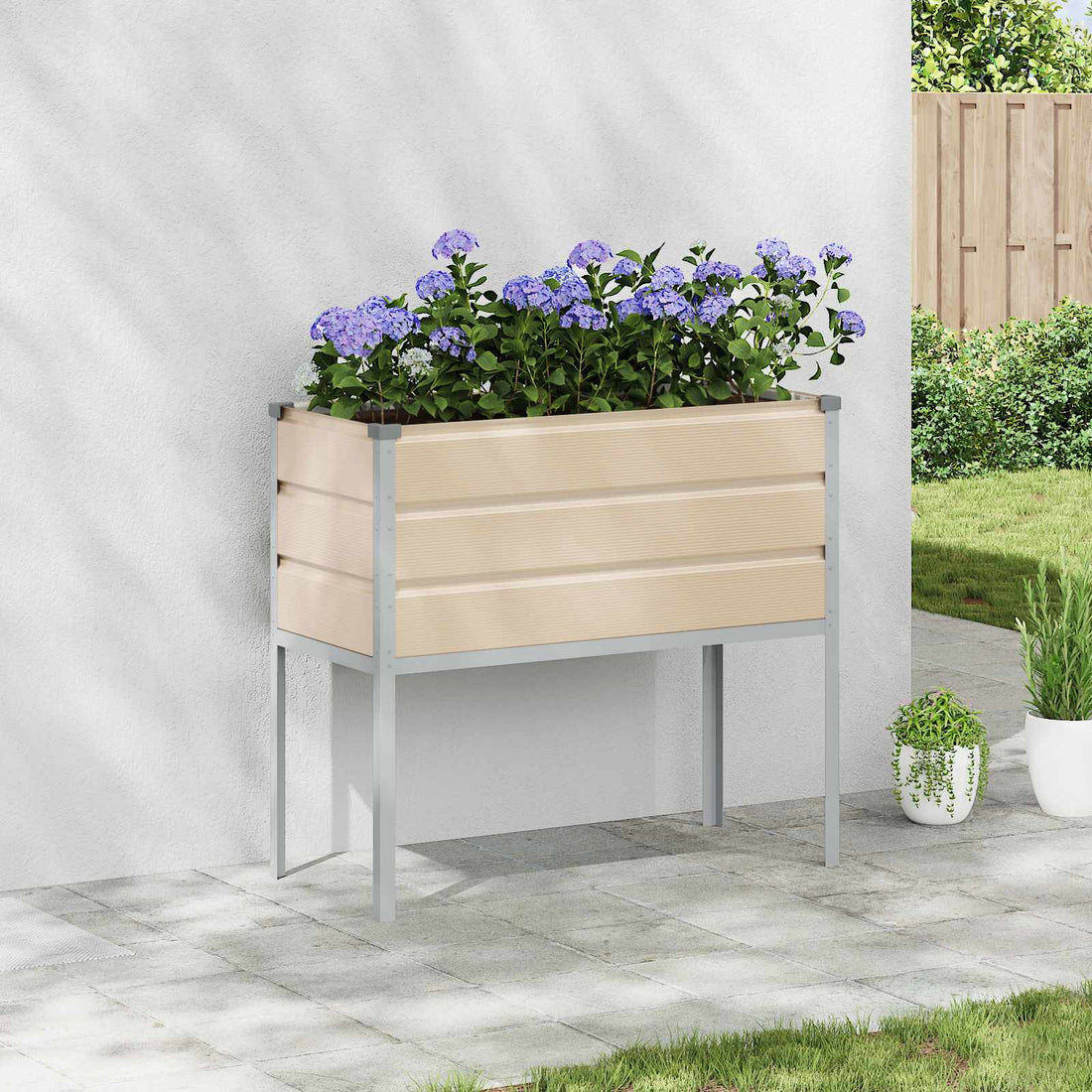 vidaXL Jardinera Marfil 100 x 45 x 90 cm Acero Galvanizado