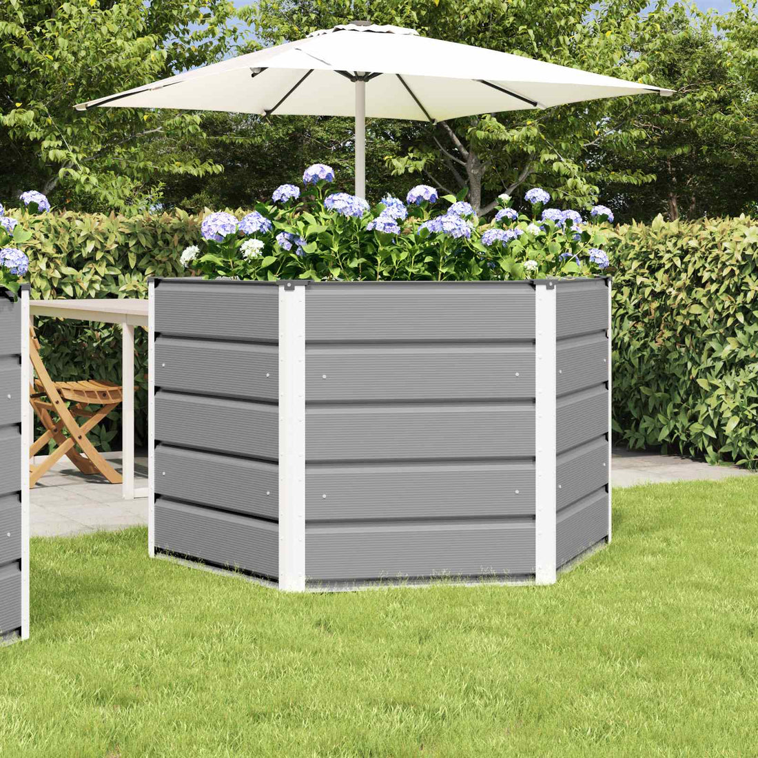 vidaXL Jardinera Gris Claro 129 x 129 x75 cm Acero