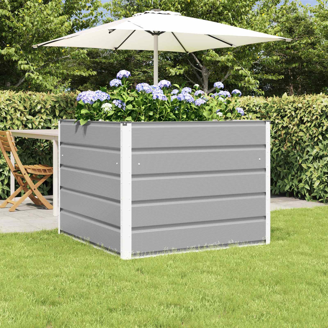 vidaXL Jardinera Gris Claro 100 x 100 x 75 cm Acero