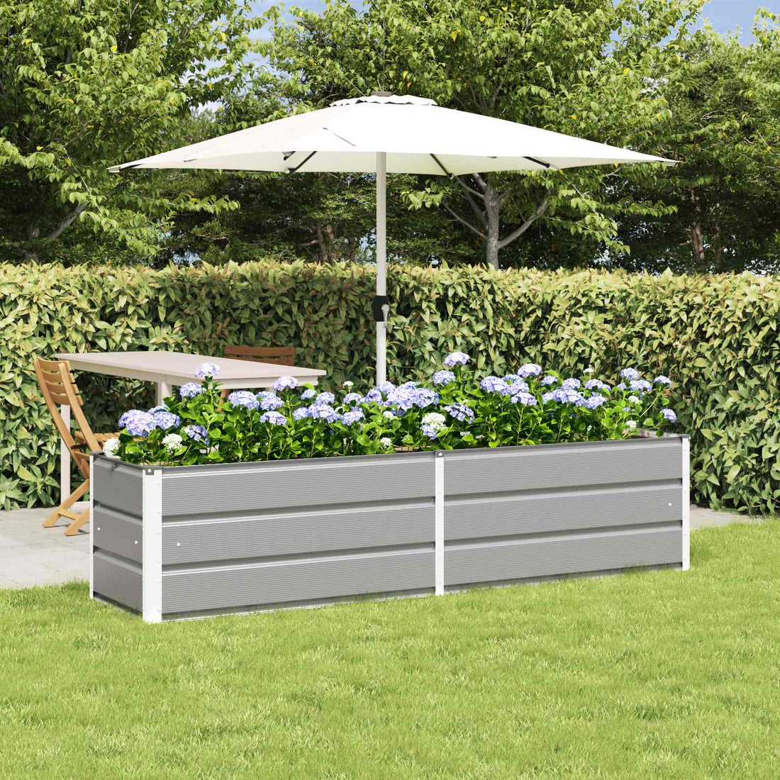 vidaXL Jardinera Gris Claro 195 x 50 x 45 cm Acero Galvanizado
