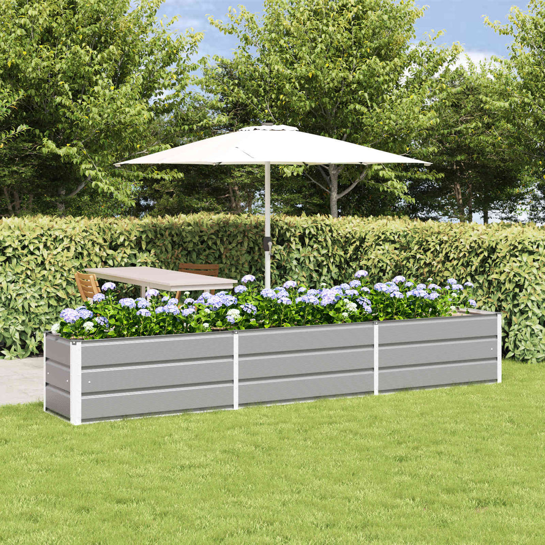 vidaXL Jardinera Gris Claro 290 x 50 x 45 cm Acero Galvanizado