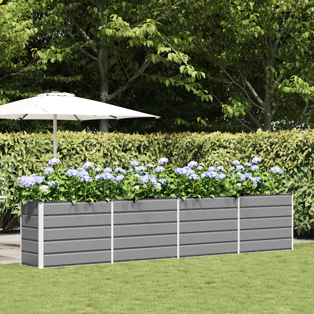 vidaXL Jardinera Gris Claro 385 x 50 x 75 cm Acero Galvanizado