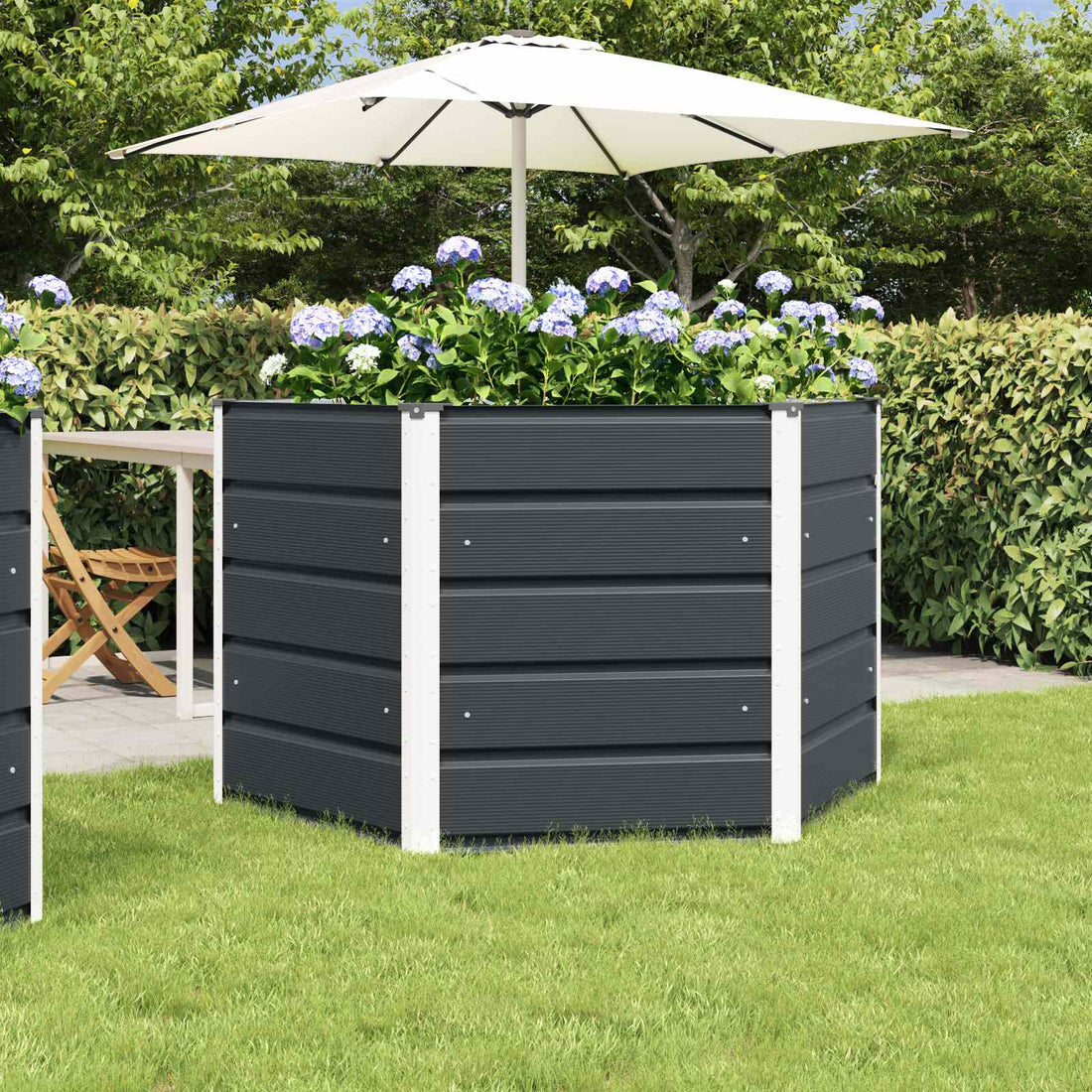 vidaXL Jardinera Antracita 129 x 129 x75 cm Acero