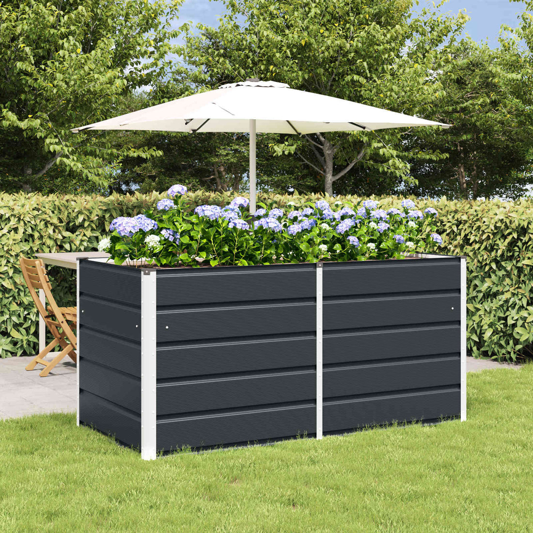 vidaXL Jardinera Antracita 160 x 80 x 75 cm Acero