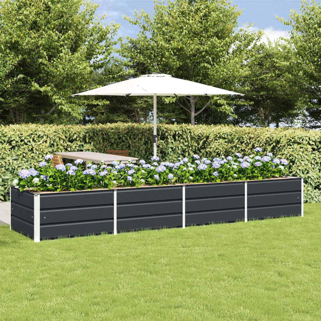 vidaXL Jardinera Antracita 320 x 80 x 45 cm Acero