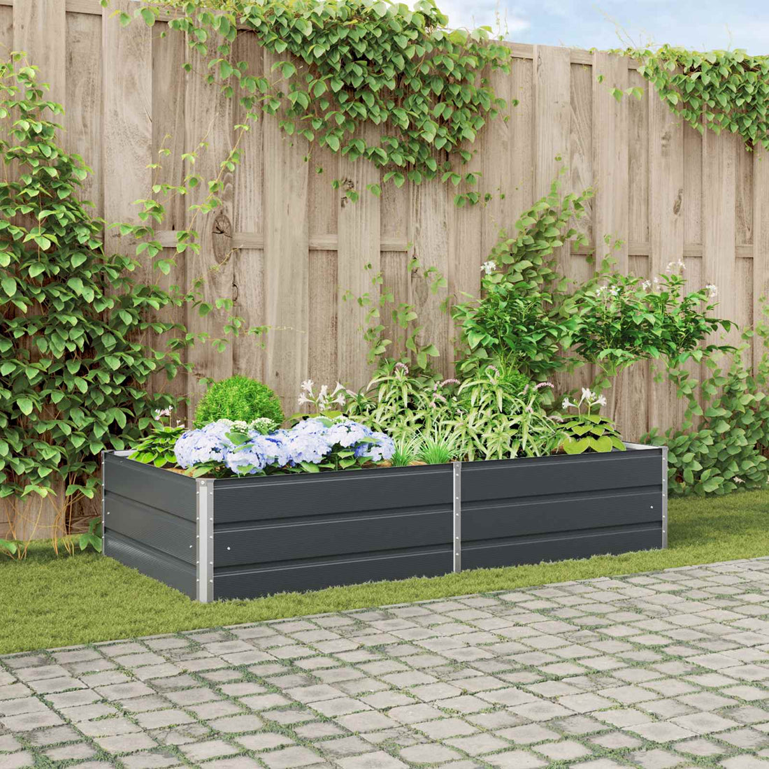vidaXL Jardinera Gris antracita 195 x 100 x 45 cm Acero Galvanizado