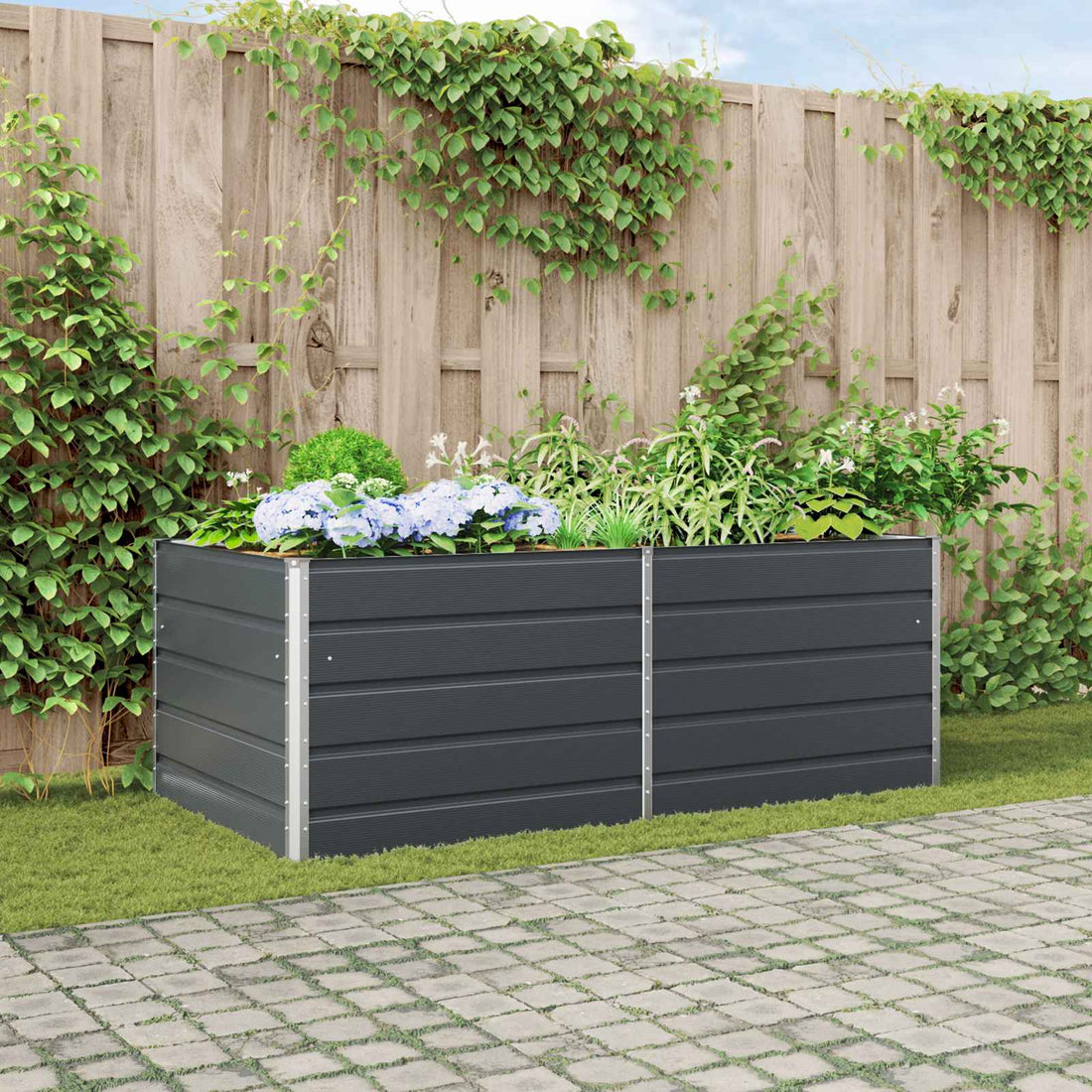 vidaXL Jardinera Gris antracita 195 x 100 x 75 cm Acero Galvanizado