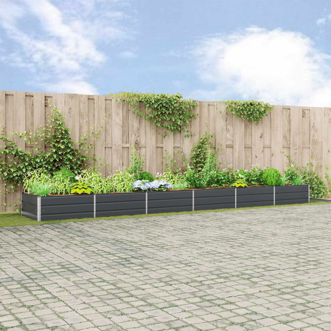 vidaXL Jardinera Gris antracita 580 x 100 x 45 cm Acero Galvanizado